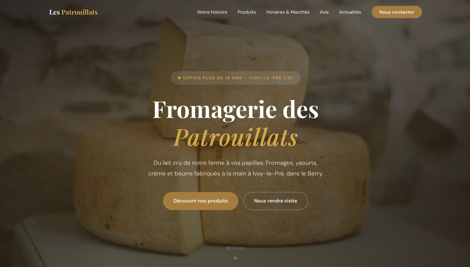 Site vitrine de la Fromagerie des Patrouillats — Ivoy-le-Pré (18)